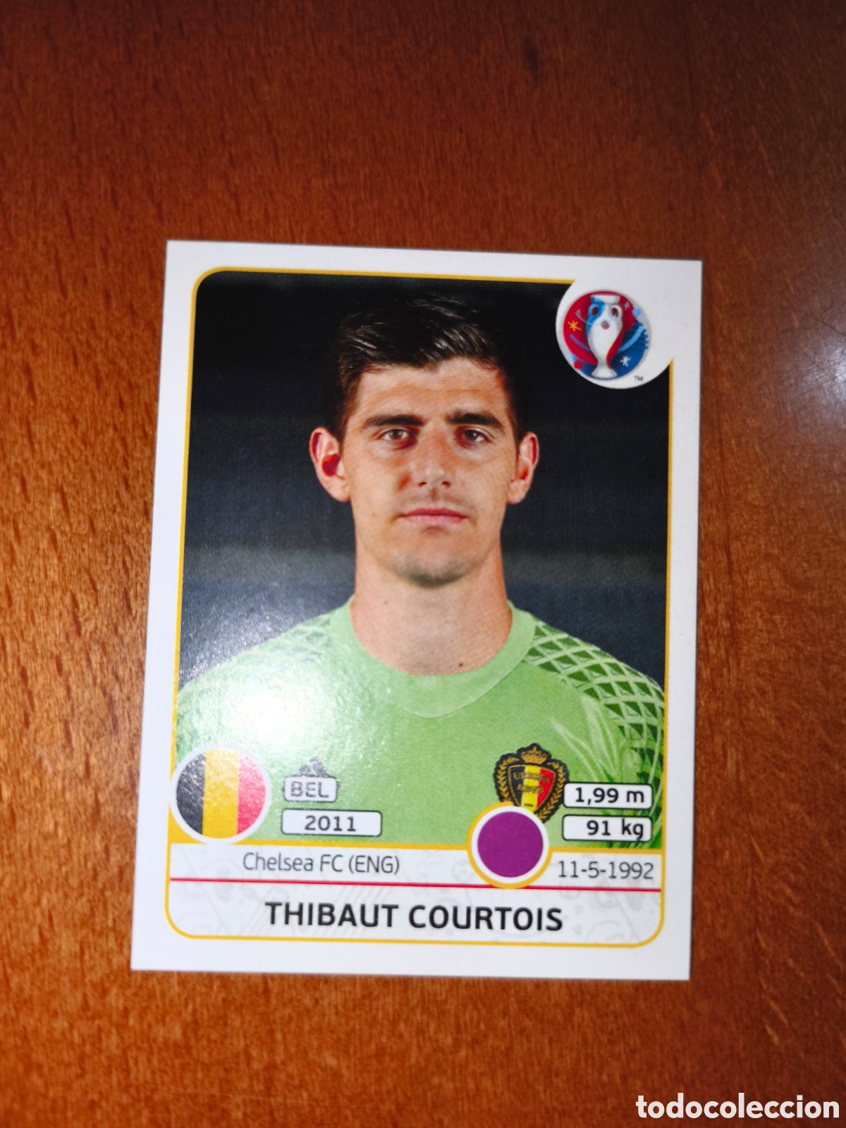 Cromos de F&uacute;tbol: Thibaut Courtois n&deg;465 UEFA Euro 2016 B&eacute;lgica