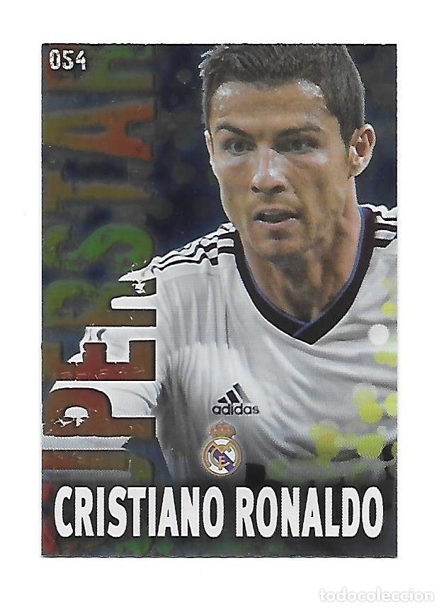 Cromos de F&uacute;tbol: 54 CRISTIANO RONALDO (REAL MADRID) SUPERSTAR BRILLO LISO , MUNDICROMO QUIZ GAME LIGA 2013 2014