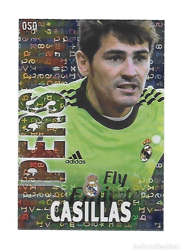 Cromos de F&uacute;tbol: 50 CASILLAS (REAL MADRID) SUPERSTAR BRILLO LETRAS , MUNDICROMO QUIZ GAME LIGA 2013 2014