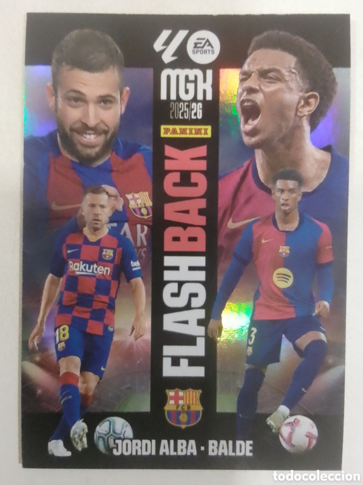 Cromos de F&uacute;tbol: Megacracks 2025/26 n&deg; 427 Jordi Alba &bull; Balde - Barcelona. FLASH BACK.