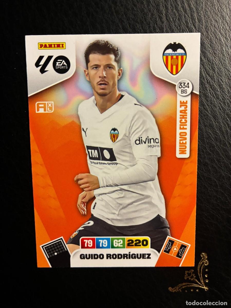Cromos de F&uacute;tbol: 334 BIS GUIDO RODRIGUEZ NUEVO FICHAJE VALENCIA ADRENALYN LIGA 25 26 2025 2026 PANINI