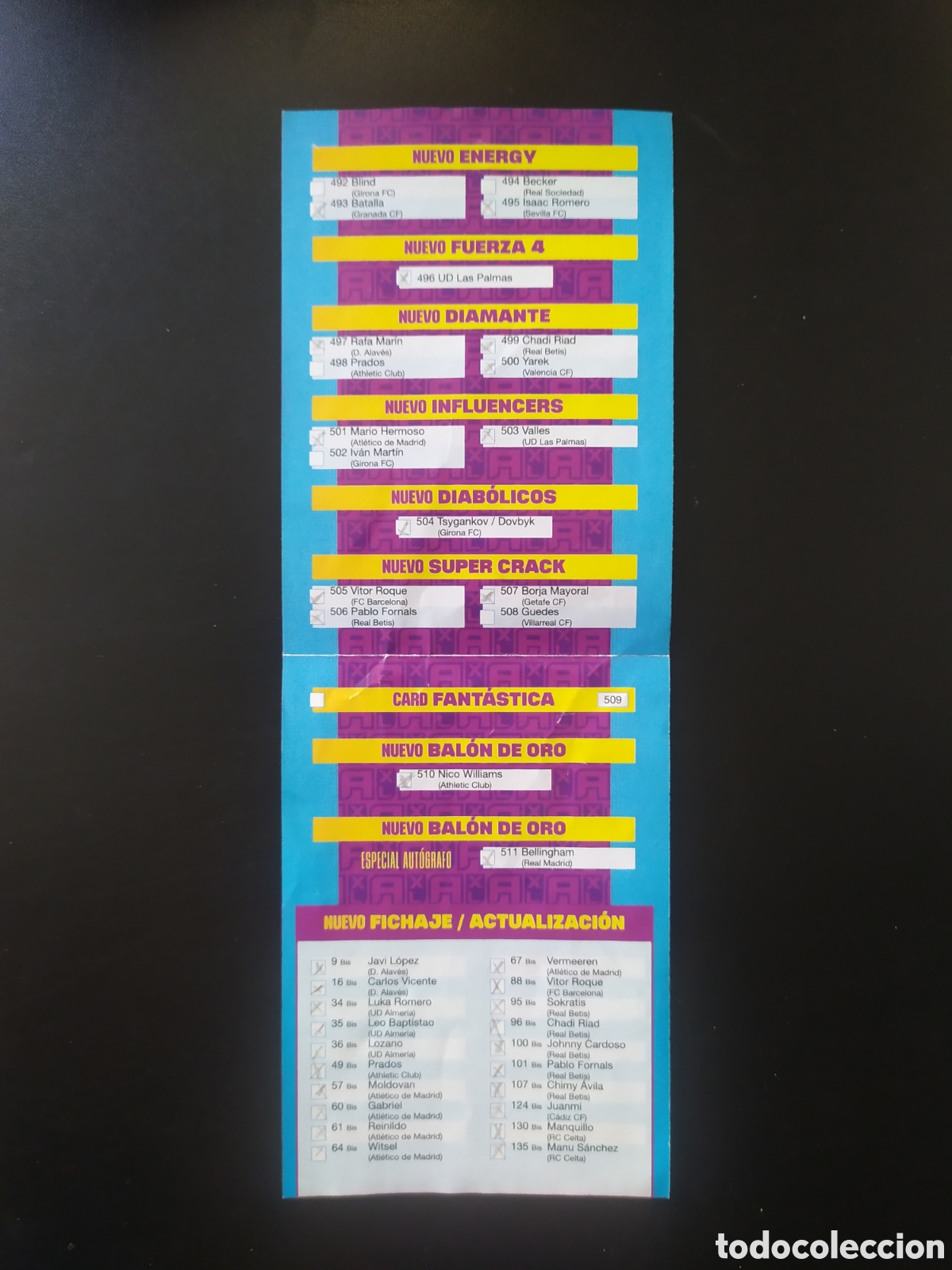 Cromos de F&uacute;tbol: Adrenalyn 2023 2024 23 24 panini indice checklist actualizaci&oacute;n plus nuevas cards