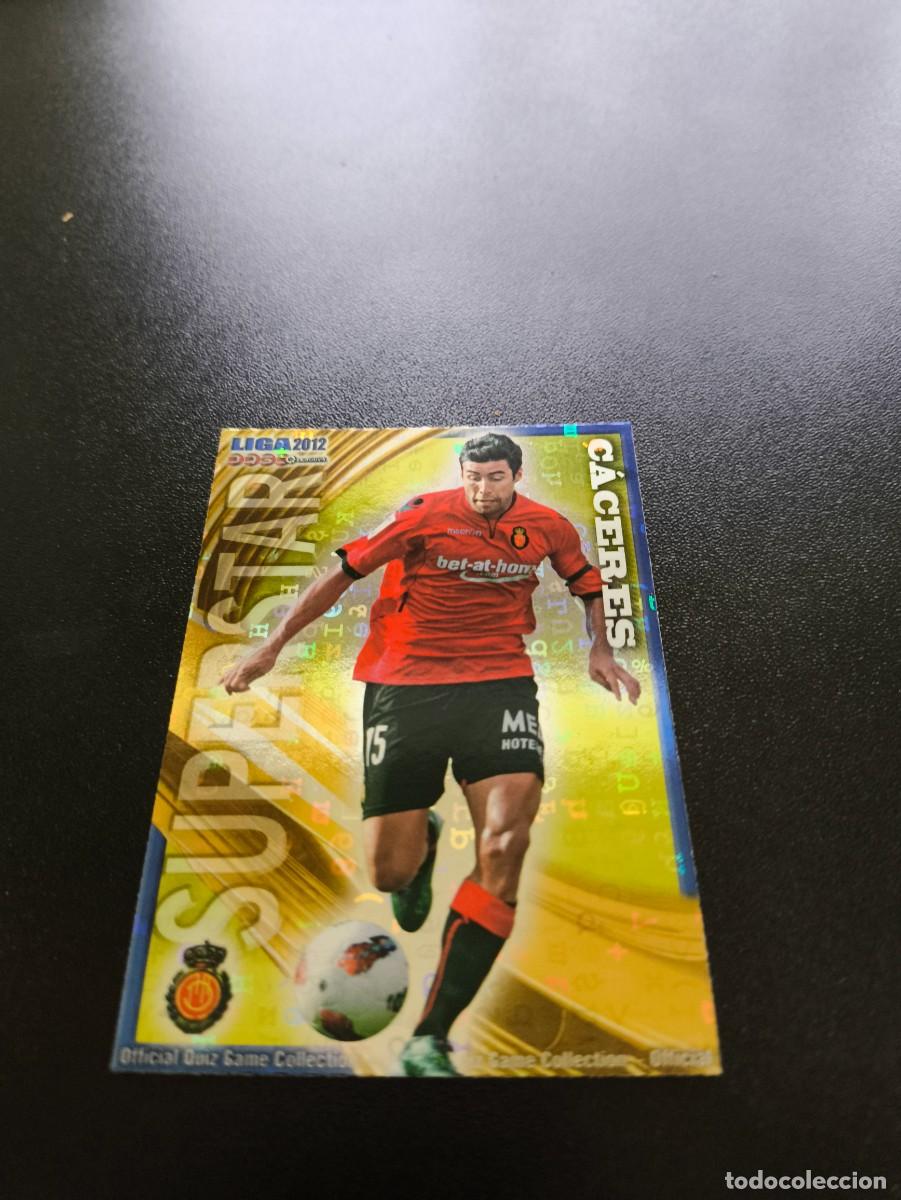 Cromos de F&uacute;tbol: 455 CACERES FONDO LETRAS SUPERSTA MALLORCA MUNDICROMO LIGA 2011 2012 11 12 NO PANINI ESTE MEGACRACKS