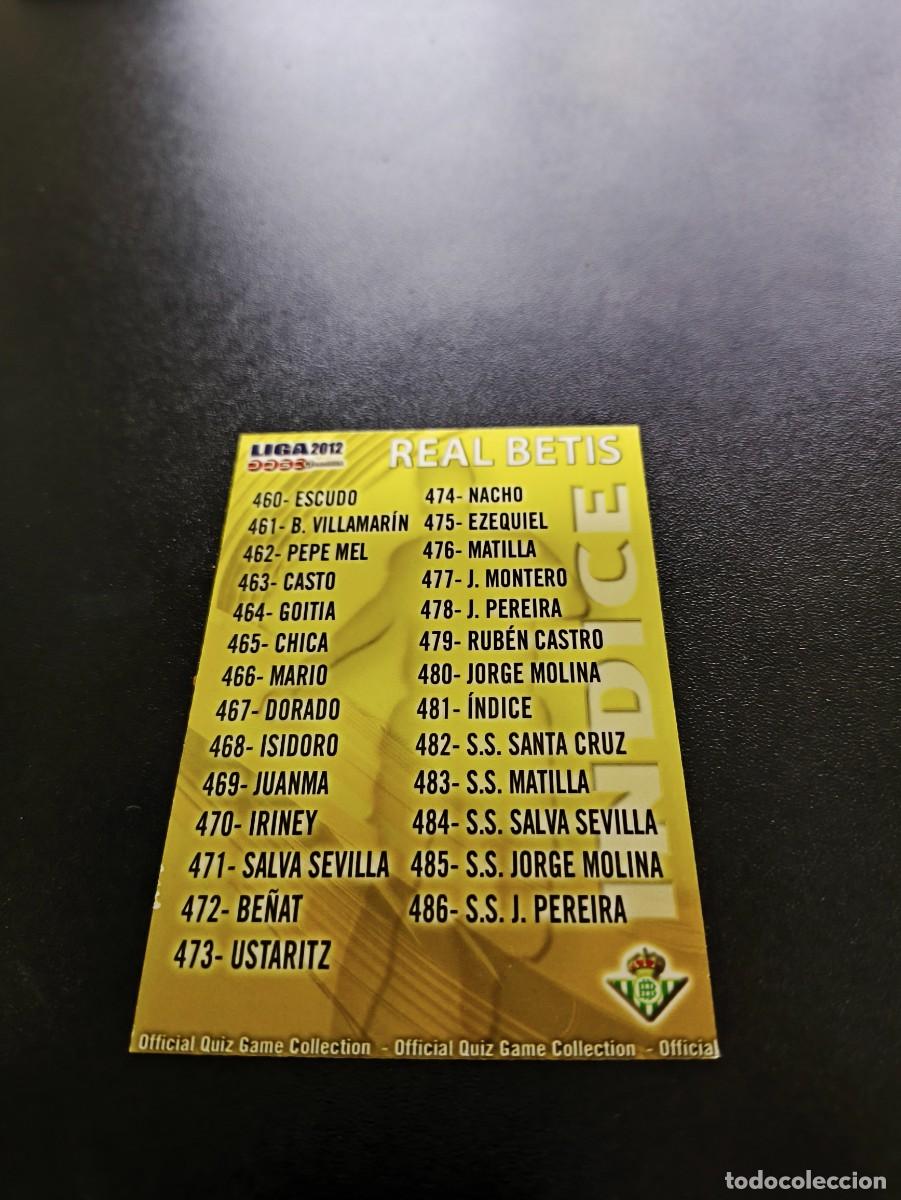 Cromos de F&uacute;tbol: 481 INDICE REAL BETIS MUNDICROMO LIGA 2011 2012 11 12 NO PANINI ESTE MEGACRACKS