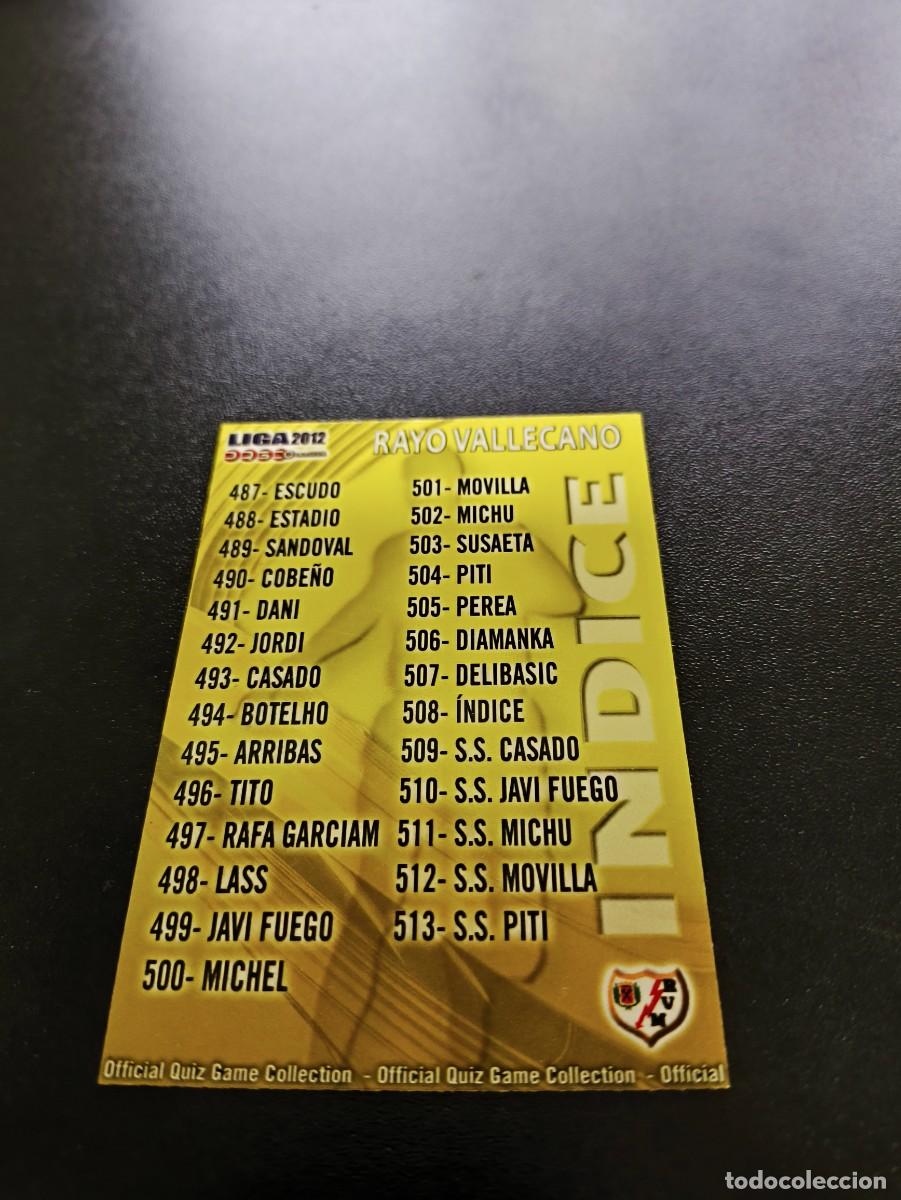 Cromos de F&uacute;tbol: 508 INDICE RAYO VALLECANO MUNDICROMO LIGA 2011 2012 11 12 NO PANINI ESTE MEGACRACKS