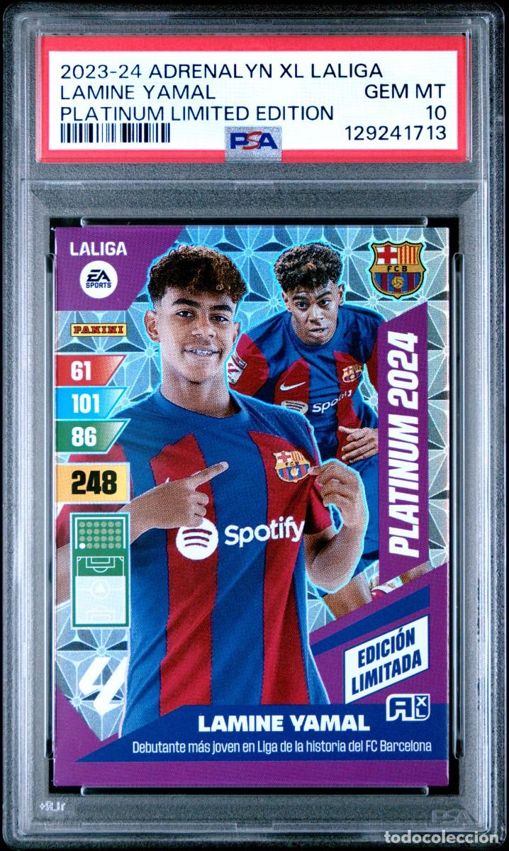 Cromos de F&uacute;tbol: Rookie Lamine Yamal Barcelona Panini Adrenalyn Platinum Limitada 2023 24 PSA 10