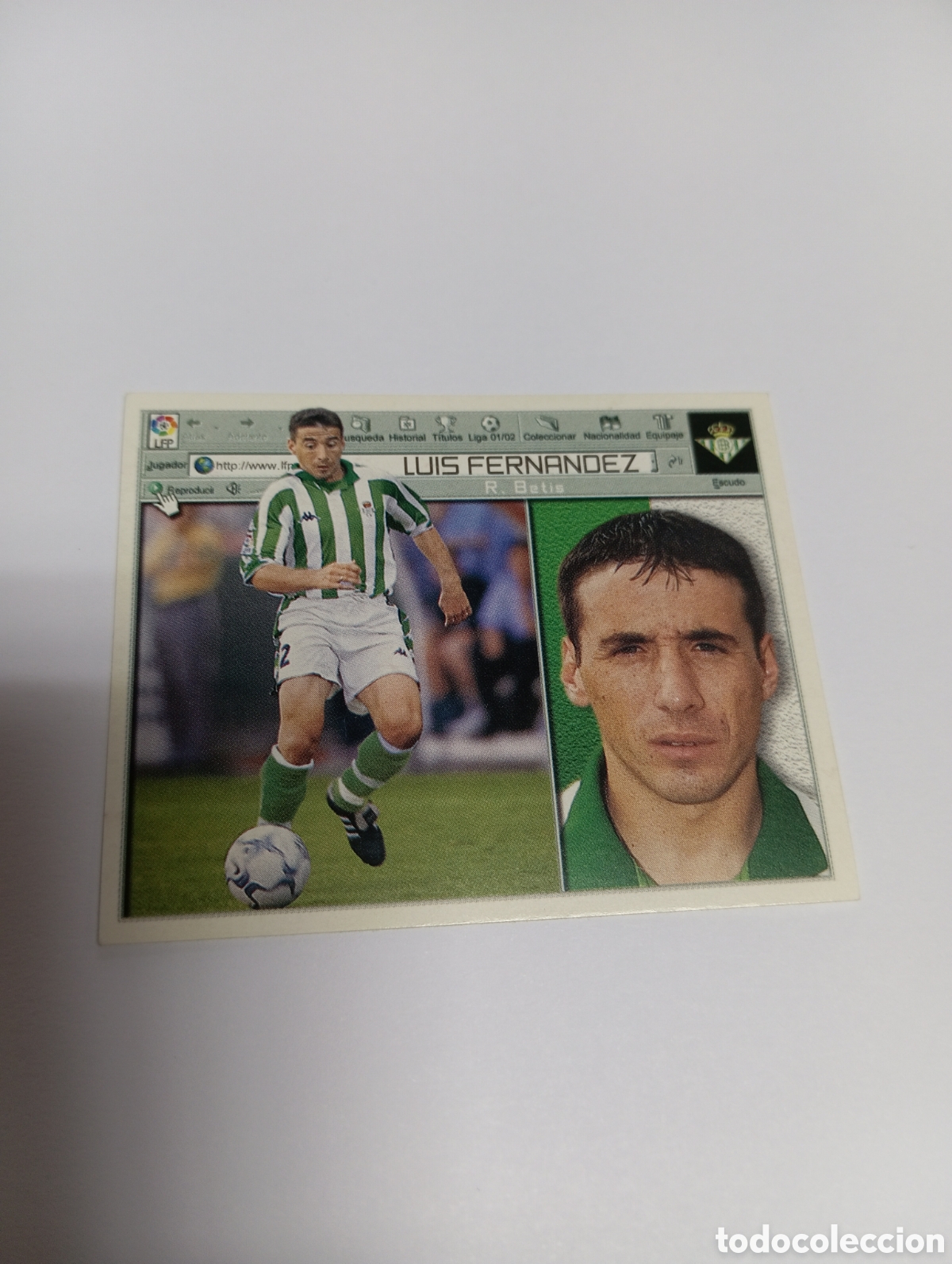 Cromos de F&uacute;tbol: LUIS FERN&Aacute;NDEZ Betis LIGA ESTE 2001 2002 PANINI 01 02
