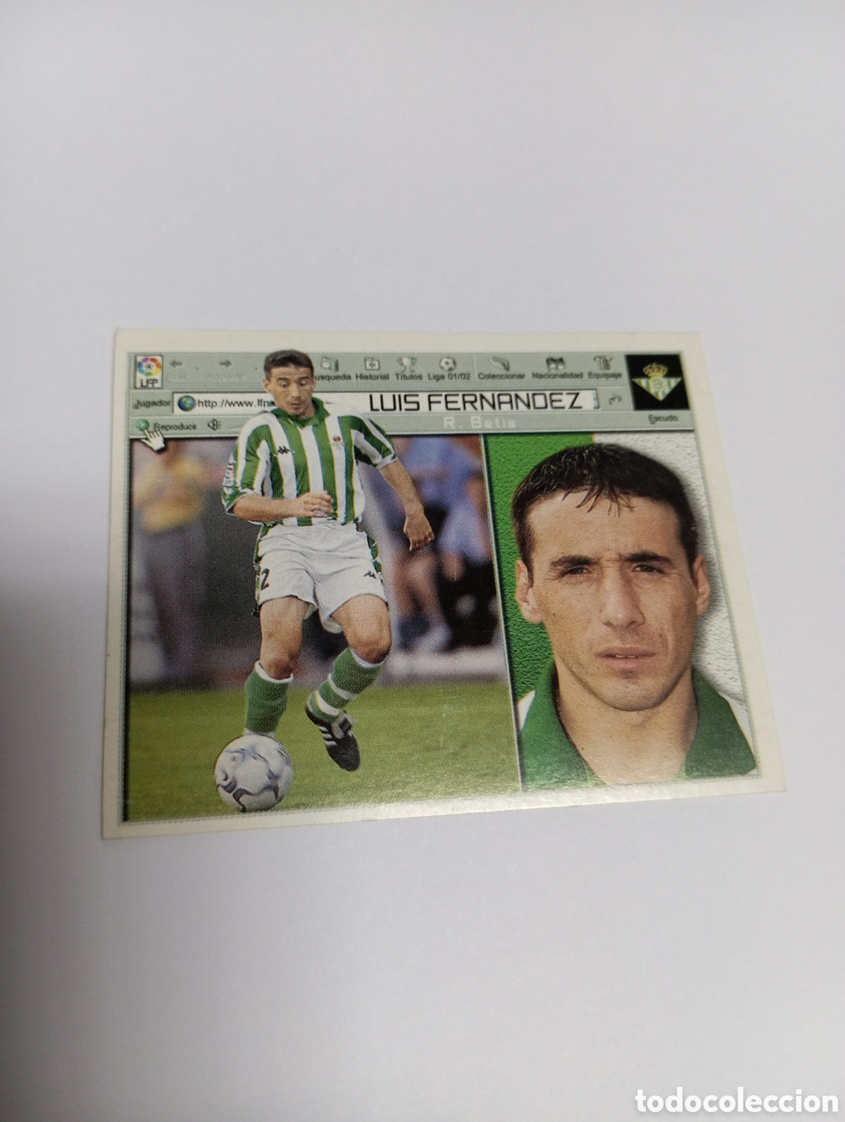 Cromos de F&uacute;tbol: LUIS FERN&Aacute;NDEZ Betis LIGA ESTE 2001 2002 PANINI 01 02