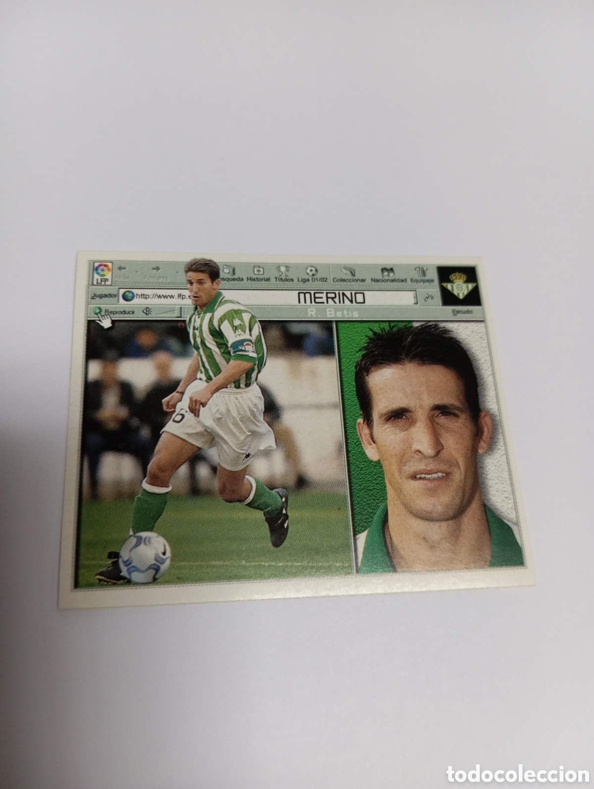 Cromos de F&uacute;tbol: MERINO Betis LIGA ESTE 2001 2002 PANINI 01 02