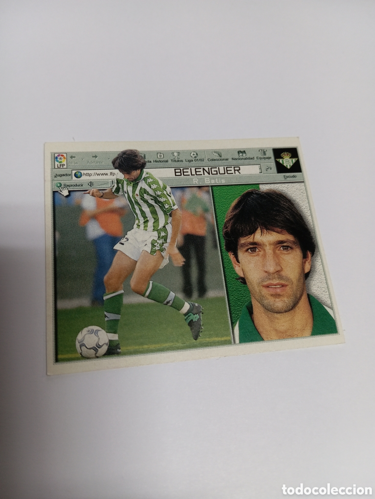 Cromos de F&uacute;tbol: BELENGUER Betis LIGA ESTE 2001 2002 PANINI 01 02
