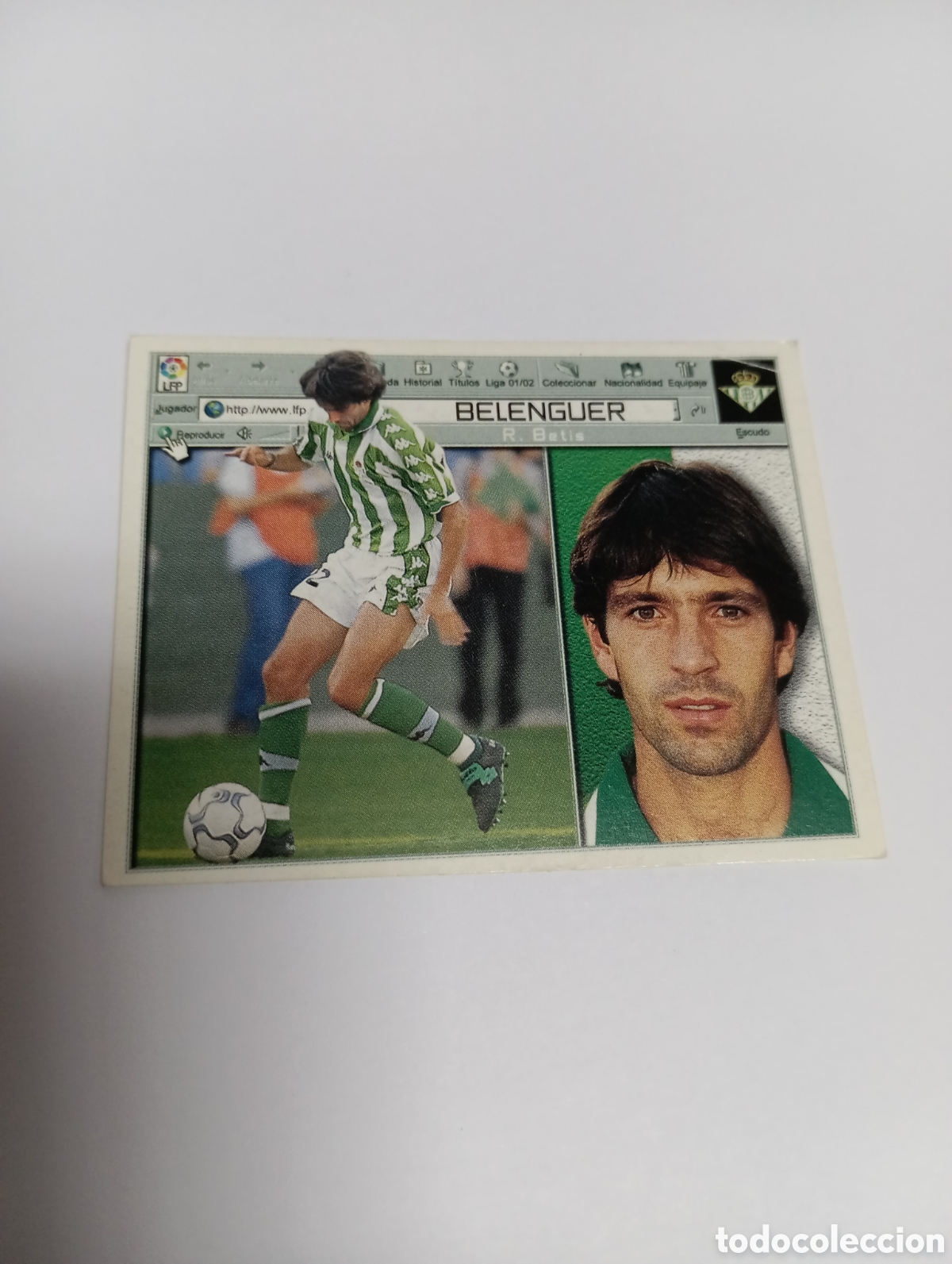 Cromos de F&uacute;tbol: BELENGUER Betis LIGA ESTE 2001 2002 PANINI 01 02
