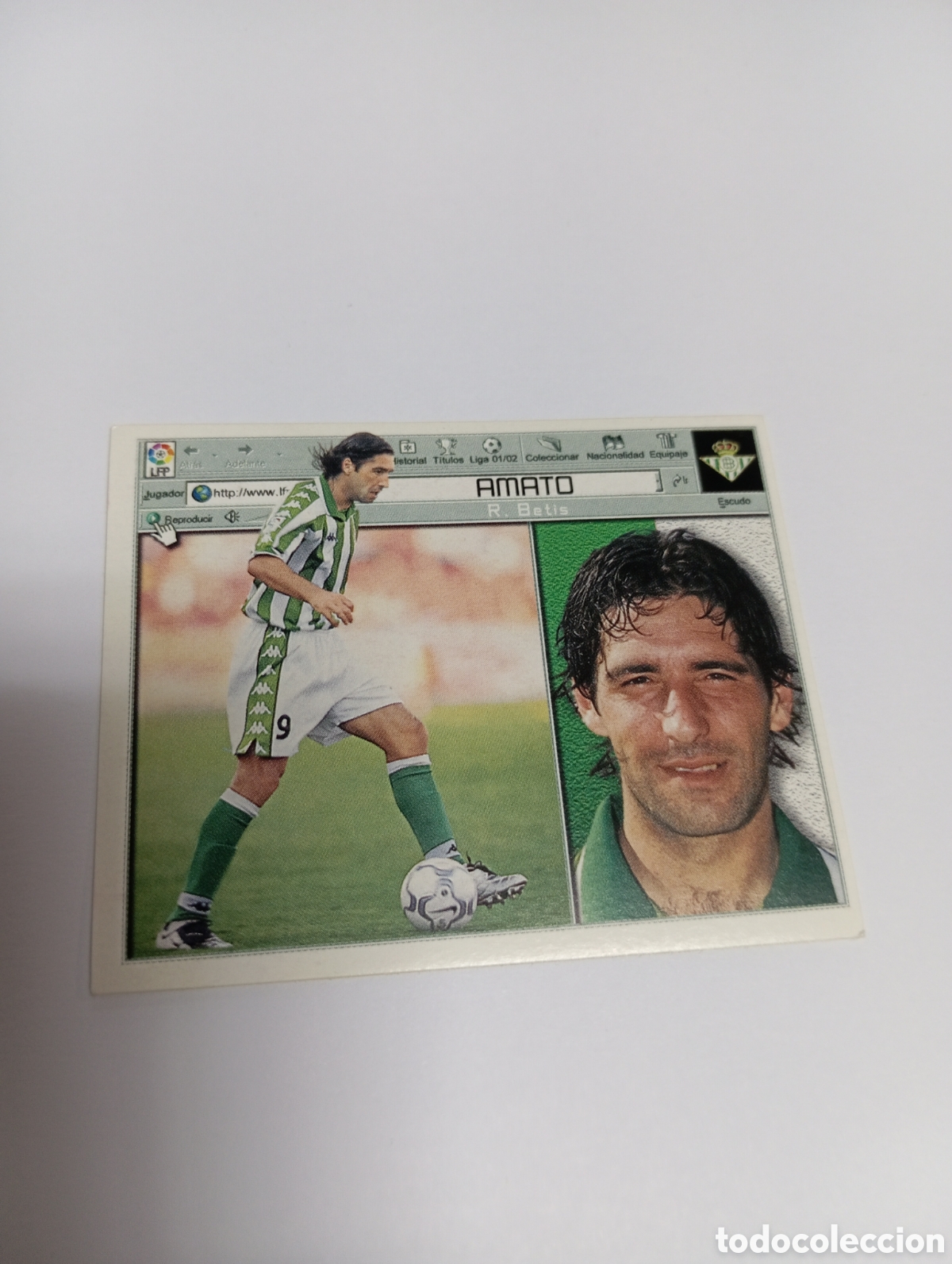 Cromos de F&uacute;tbol: AMATO Betis LIGA ESTE 2001 2002 PANINI 01 02