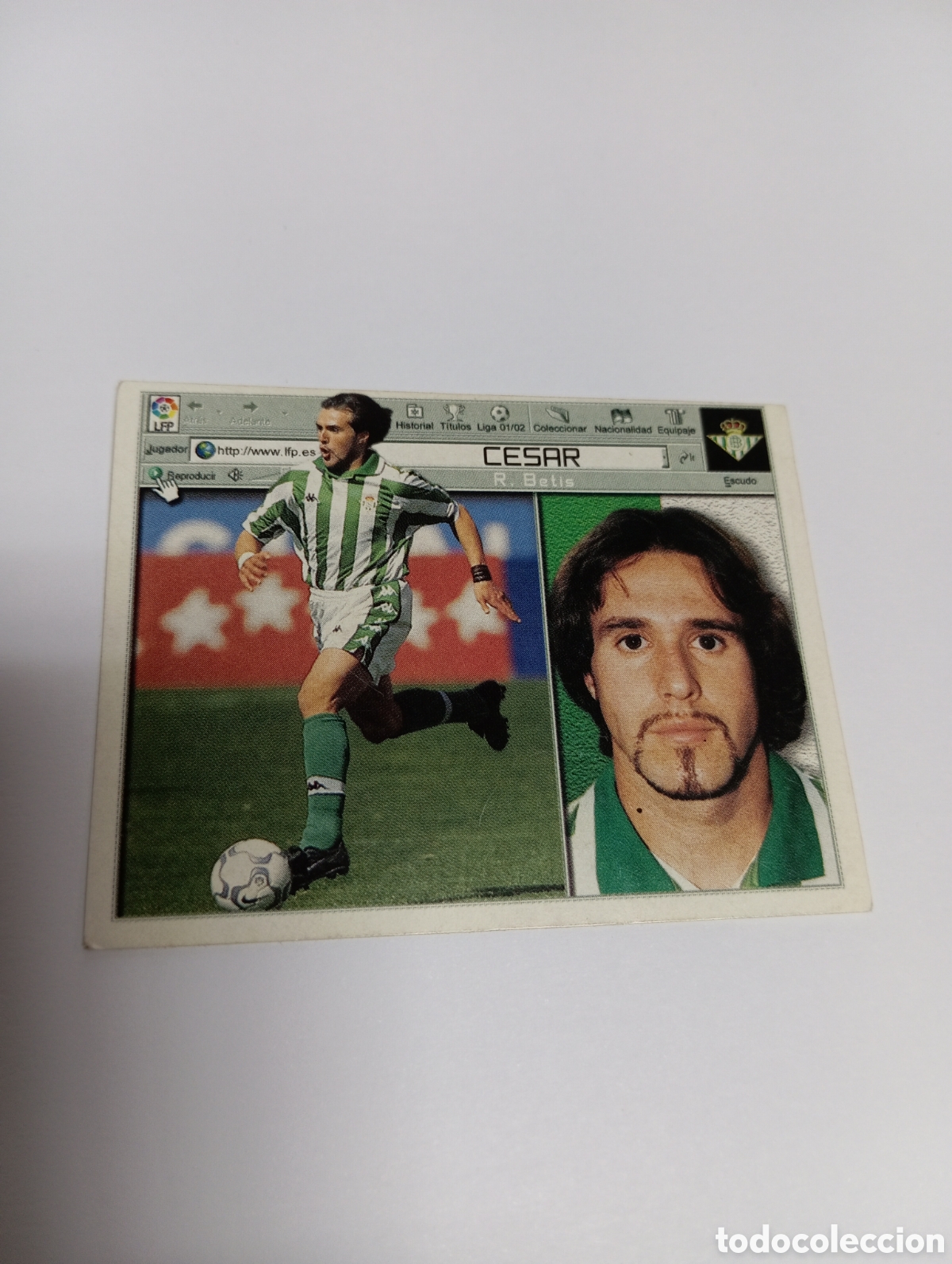 Cromos de F&uacute;tbol: CESAR Betis LIGA ESTE 2001 2002 PANINI 01 02