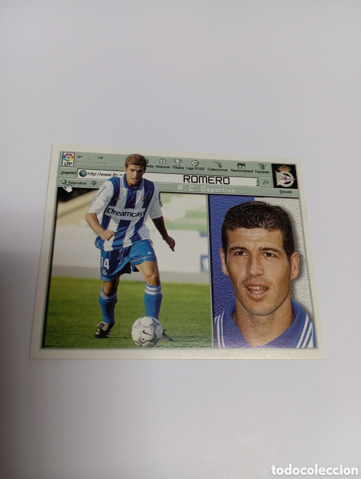 Cromos de F&uacute;tbol: ROMERO Deportivo LIGA ESTE 2001 2002 PANINI 01 02