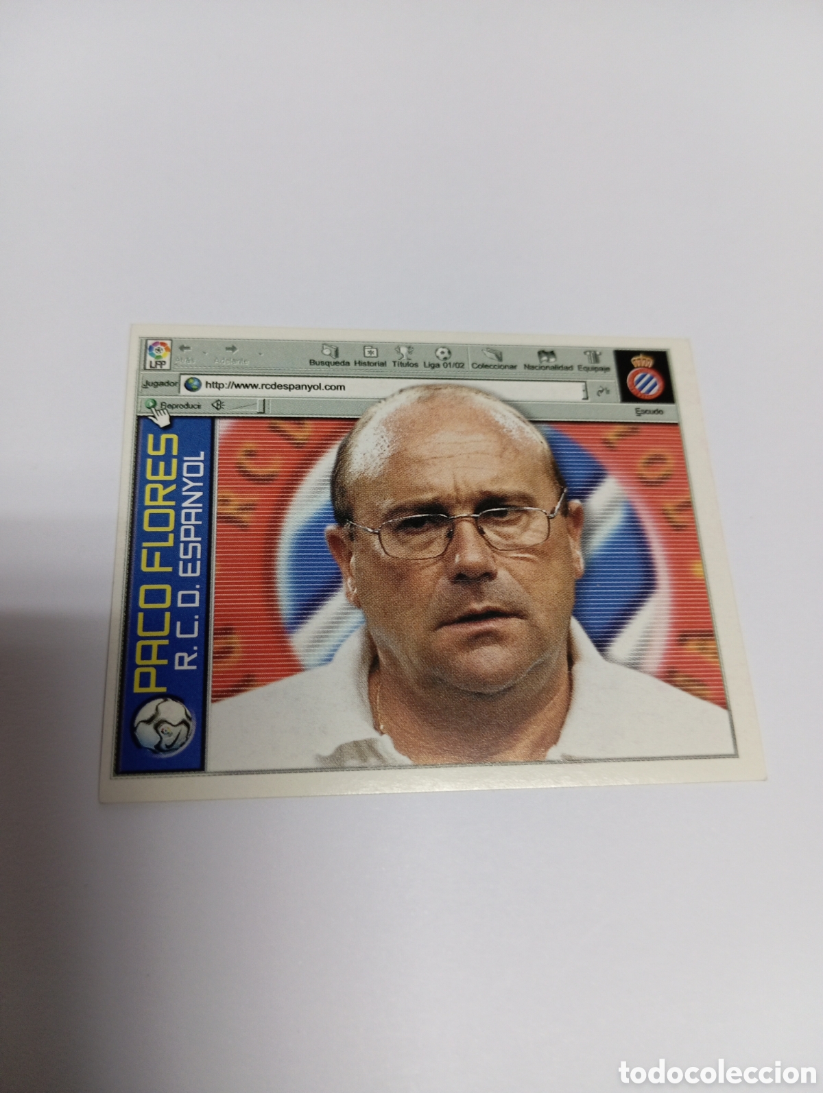 Cromos de F&uacute;tbol: ENTRENADOR PACO FLORES Espanyol Espa&ntilde;ol LIGA ESTE 2001 2002 PANINI 01 02