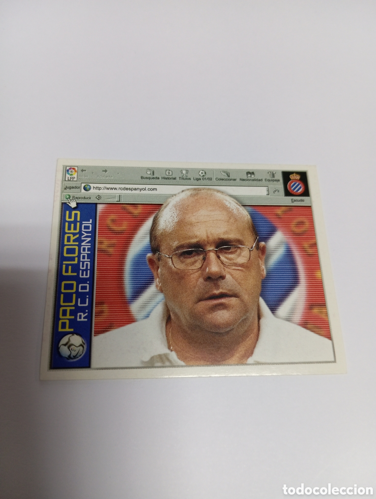 Cromos de F&uacute;tbol: ENTRENADOR PACO FLORES Espanyol Espa&ntilde;ol LIGA ESTE 2001 2002 PANINI 01 02