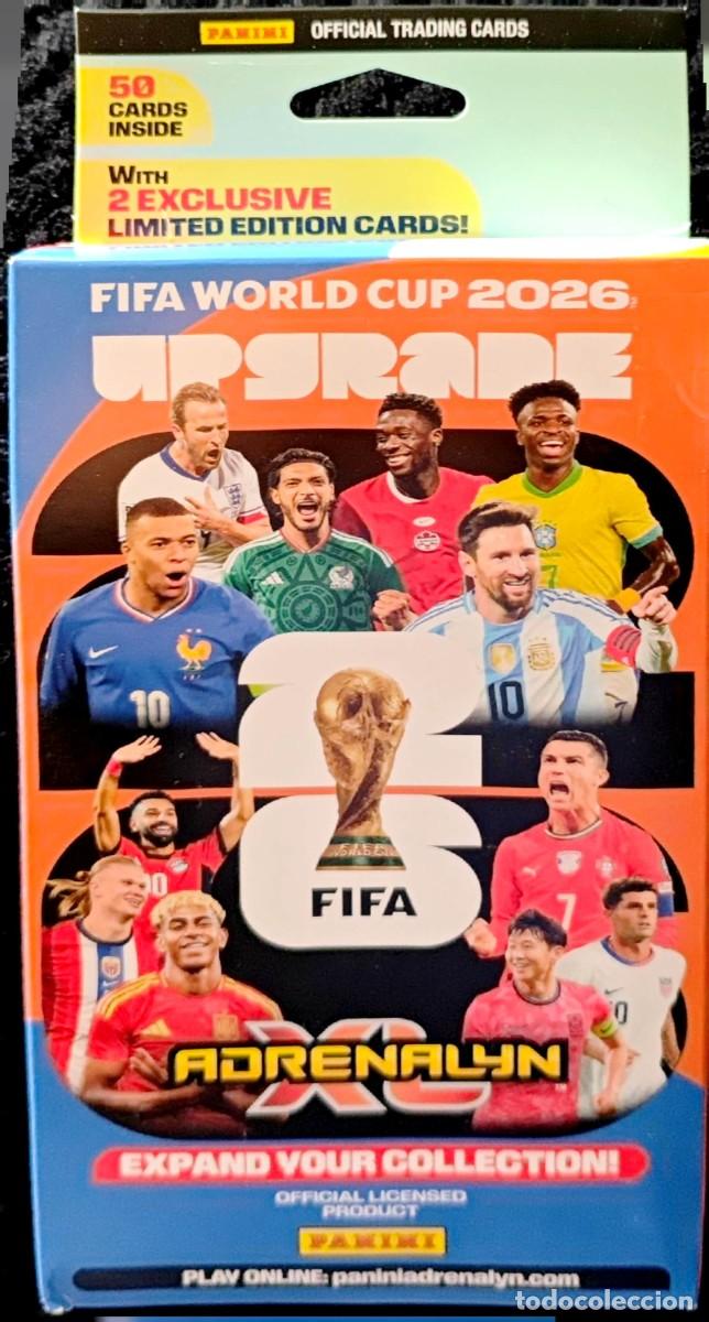 Cromos de F&uacute;tbol: Caja sin abrir UPGRADE 50 Cards + 2 Limited edicion exclusivas PANINI Adrenalyn FIFA World Cup 2026