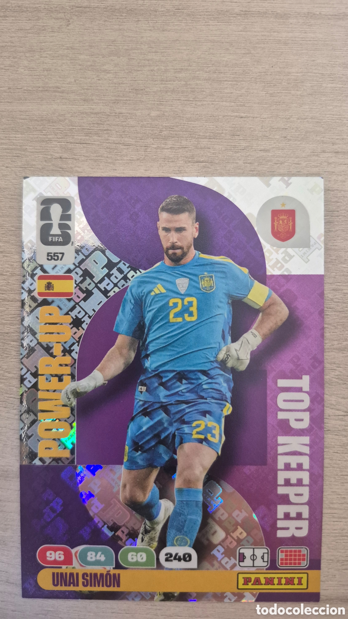 Cromos de F&uacute;tbol: N&deg;557 Power-Up Top Keeper Unai Simon Adrenalyn FIFA World Cup 26