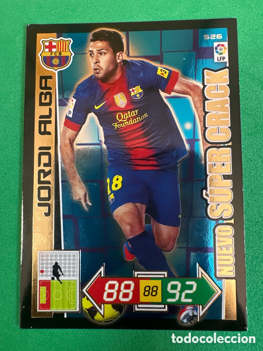 Cromos de F&uacute;tbol: 526 JORDI ALBA(F.C.BARCELONA) NUEVO S&Uacute;PERCRACK ADRENALYN 2012-13 12 13 TRADING CARD