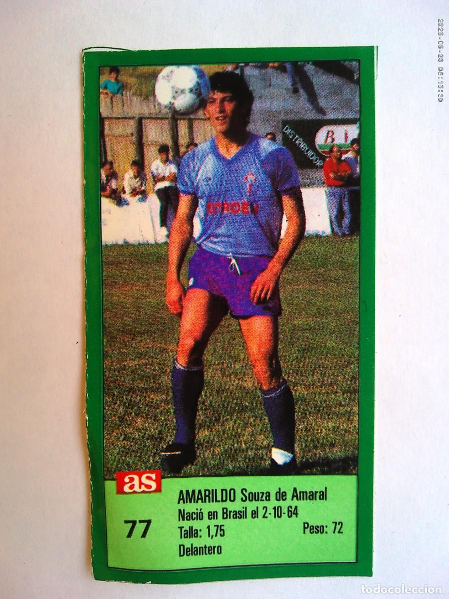 Fu&szlig;ball-Sticker: PEGATINA DE FUTBOL DE AS : N&ordm;77 AMARILDO , CELTA DE VIGO . A&Ntilde;OS 80