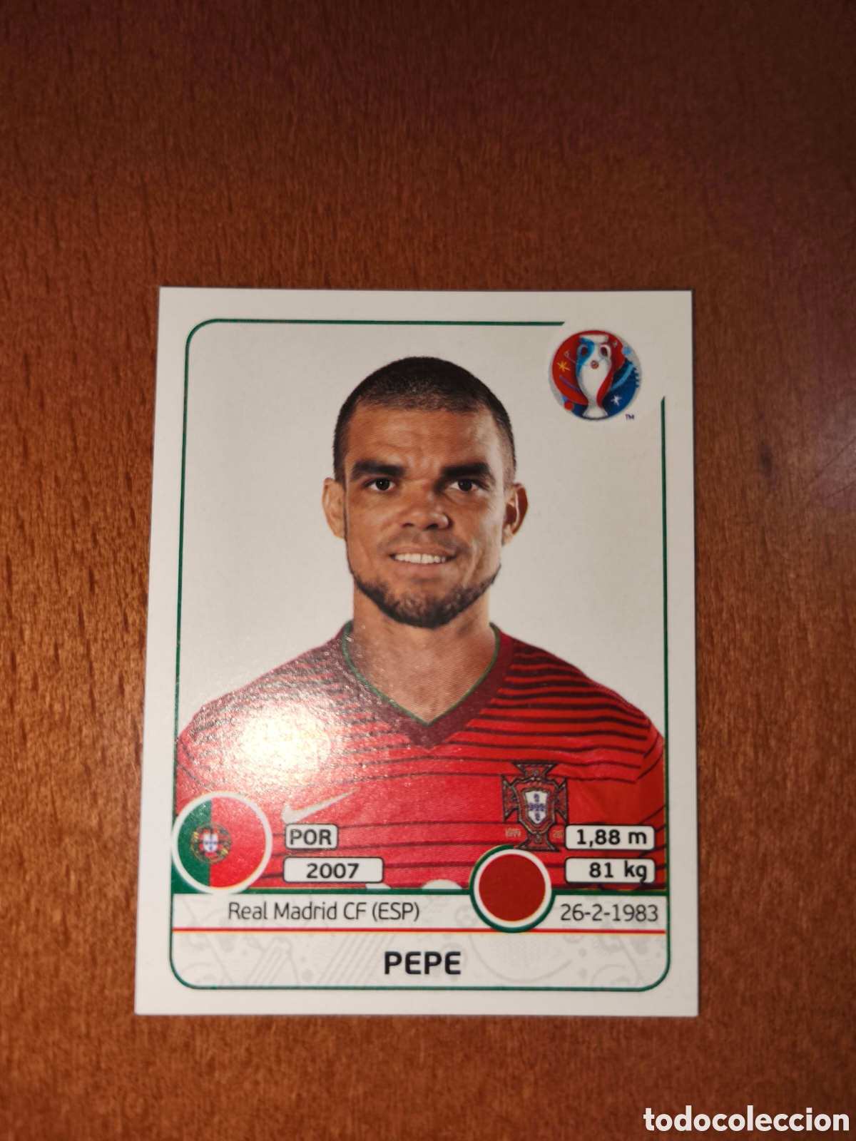 Cromos de F&uacute;tbol: Pepe n&deg;580 UEFA Euro 2016 Portugal