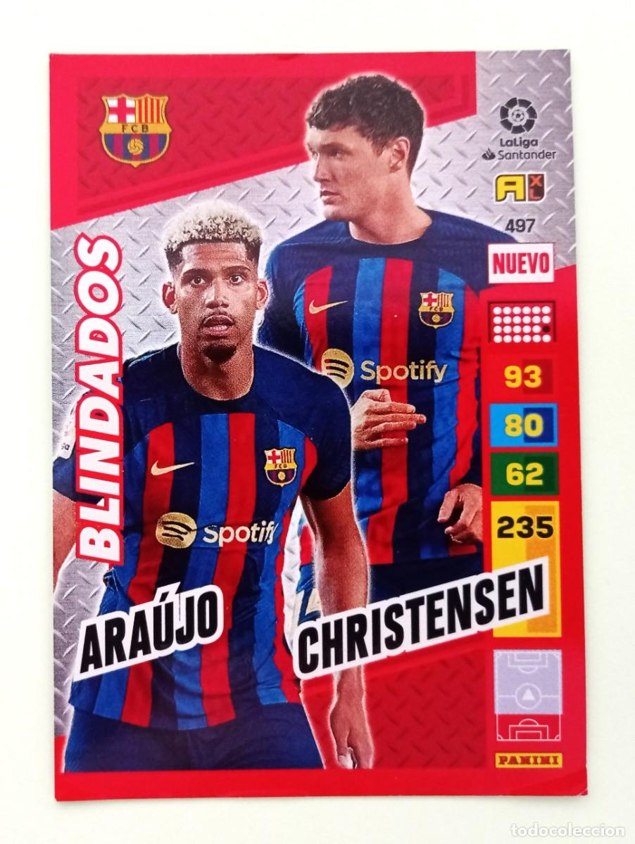 Figurine di Calcio: ADRENALYN XL 2022-2023 (N&ordm; 497 ARA&Uacute;JO & CHRISTENSEN - F.C. BARCELONA) (BLINDADOS)