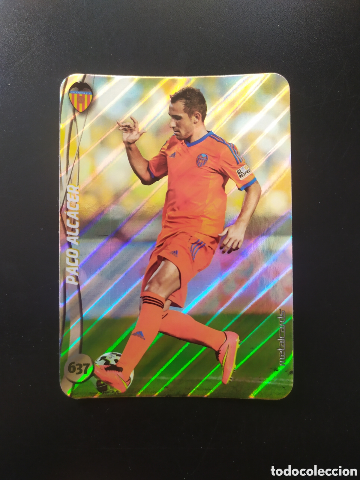 Cromos de F&uacute;tbol: Mundicromo fichas Liga 2014 2015 14 15 Paco Alcacer top brillo rayas n&deg; 637 Valencia