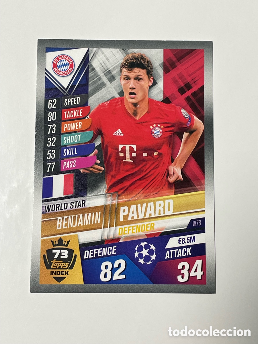 Cromos de F&uacute;tbol: Bejamin Pavard Bayern Munich Topps Match Attax 2019/20 #W73