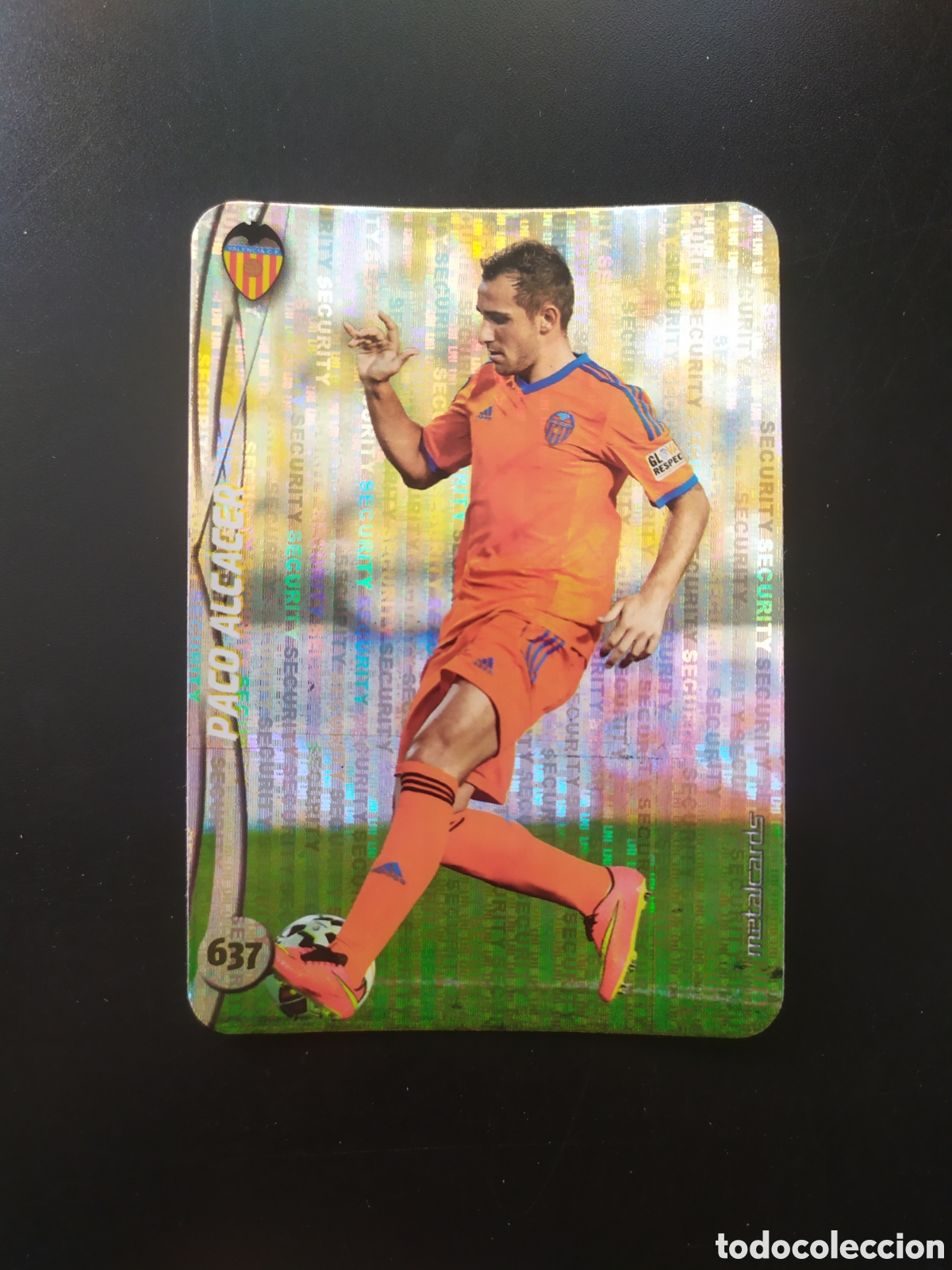 Cromos de F&uacute;tbol: Mundicromo fichas Liga 2014 2015 14 15 Paco Alcacer top brillo security n&deg; 637 Valencia