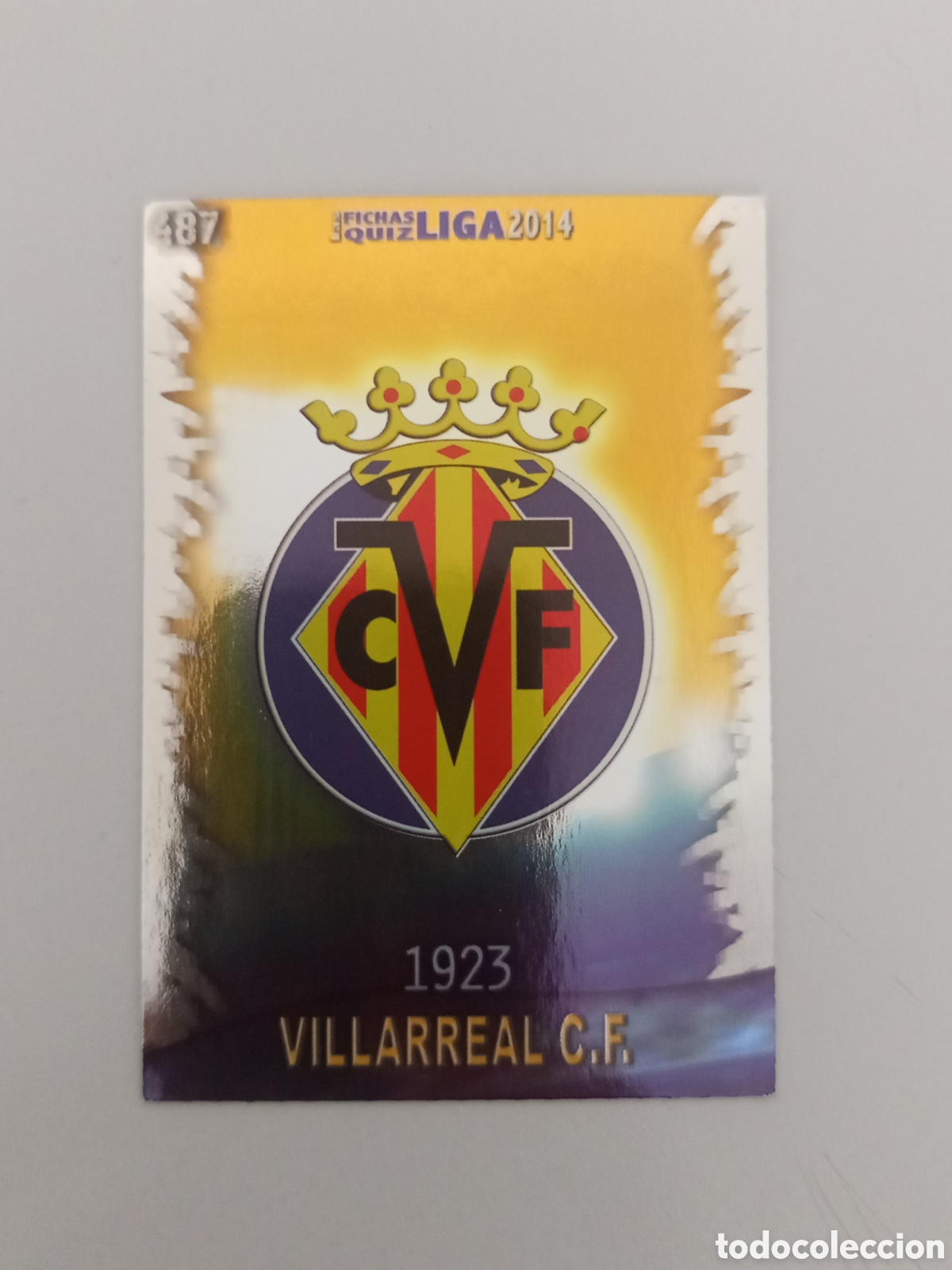 Cromos de F&uacute;tbol: ❇️ CROMO ⚽ ESCUDO VILLARREAL 487 FICHAS LIGA QUIZ 2014 2013 2014 13 14 MUNDICROMO ❇️