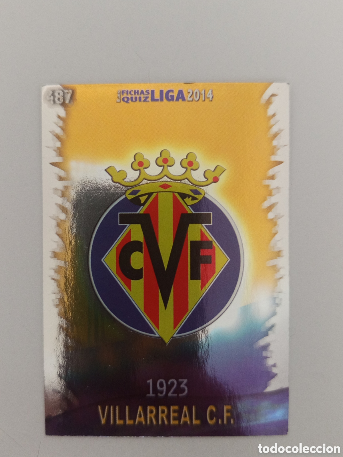 Cromos de F&uacute;tbol: ❇️ CROMO ⚽ ESCUDO VILLARREAL 487 FICHAS LIGA QUIZ 2014 2013 2014 13 14 MUNDICROMO ❇️