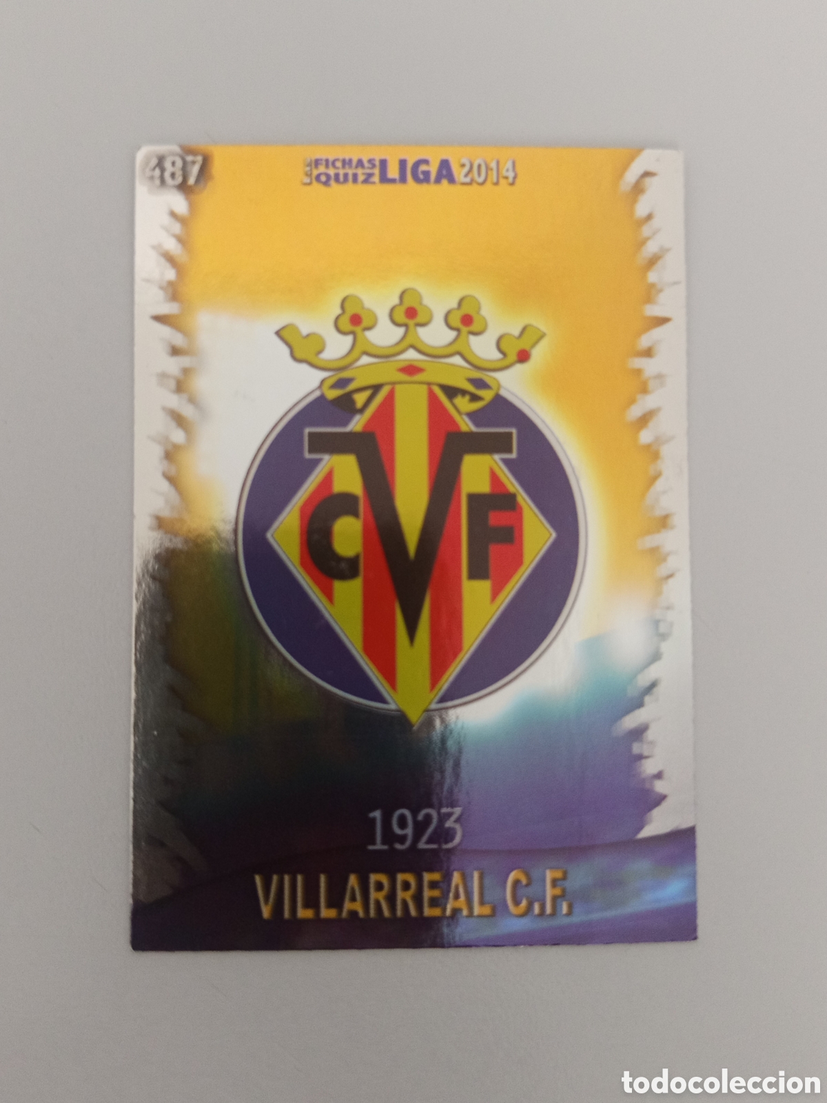 Cromos de F&uacute;tbol: ❇️ CROMO ⚽ ESCUDO VILLARREAL 487 FICHAS LIGA QUIZ 2014 2013 2014 13 14 MUNDICROMO ❇️