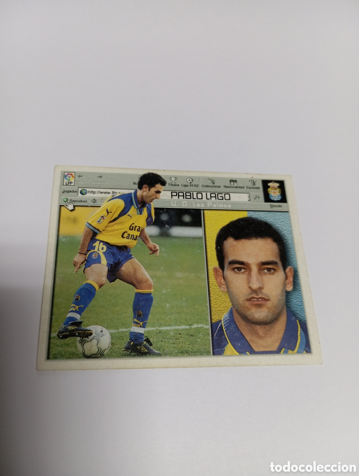 Cromos de F&uacute;tbol: PABLO LAGO Las Palmas LIGA ESTE 2001 2002 PANINI 01 02