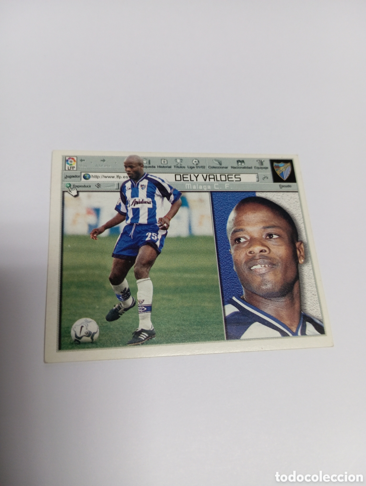 Cartes &agrave; collectionner de Football: DELY VALDES M&aacute;laga LIGA ESTE 2001 2002 PANINI 01 02