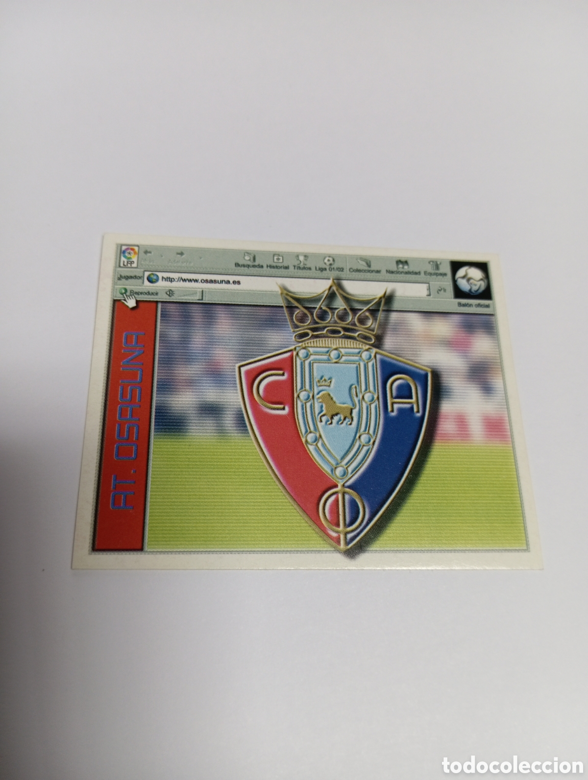 Cromos de F&uacute;tbol: ESCUDO Osasuna LIGA ESTE 2001 2002 PANINI 01 02