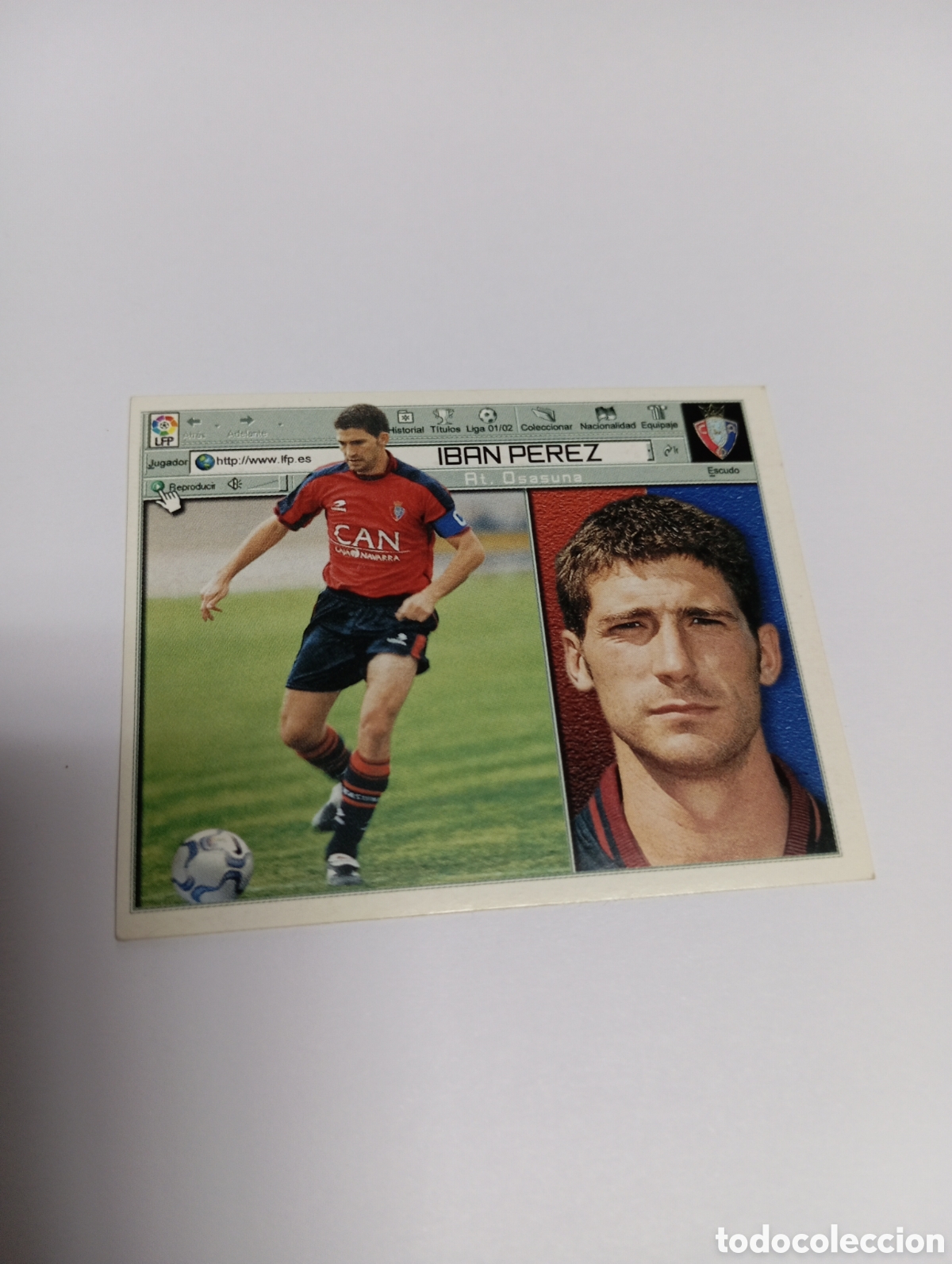 Cromos de F&uacute;tbol: IBAN P&Eacute;REZ Osasuna LIGA ESTE 2001 2002 PANINI 01 02