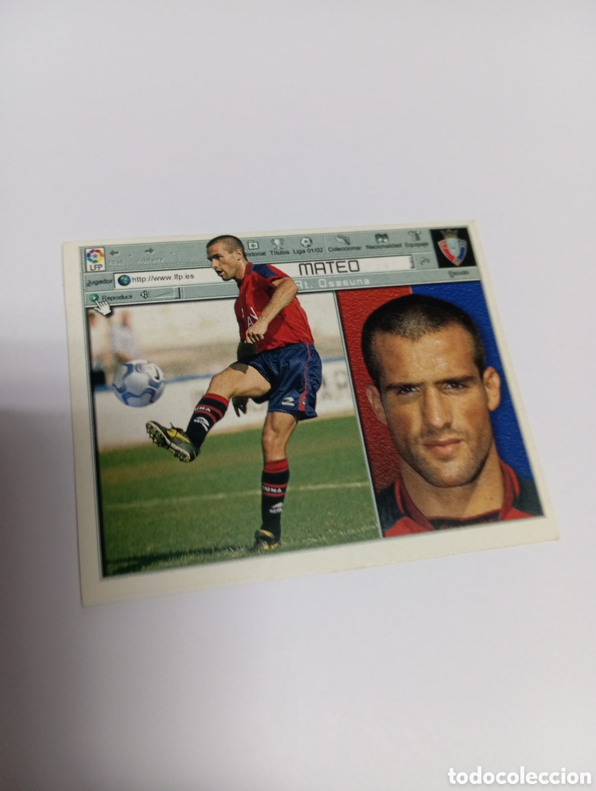Cromos de F&uacute;tbol: MATEO Osasuna LIGA ESTE 2001 2002 PANINI 01 02