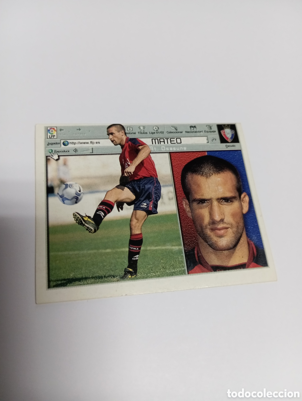 Cromos de F&uacute;tbol: MATEO Osasuna LIGA ESTE 2001 2002 PANINI 01 02
