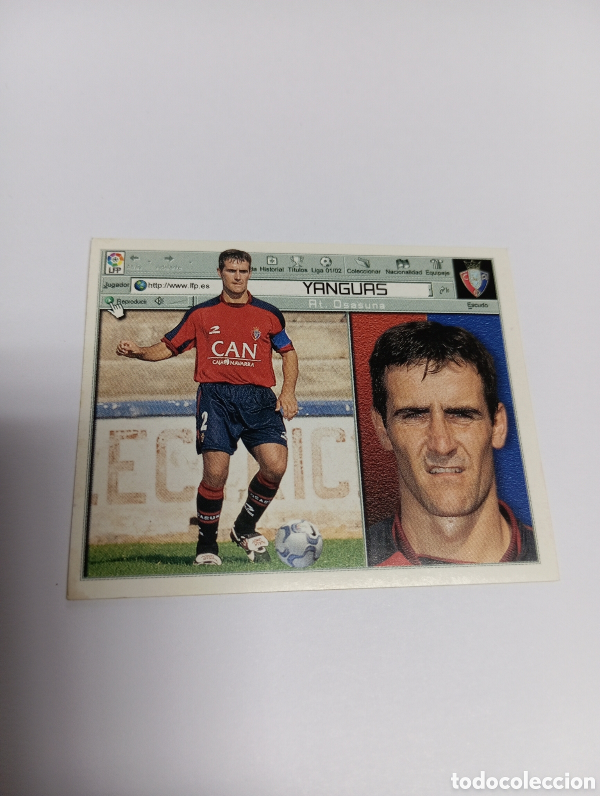 Cromos de F&uacute;tbol: YANGUAS Osasuna LIGA ESTE 2001 2002 PANINI 01 02