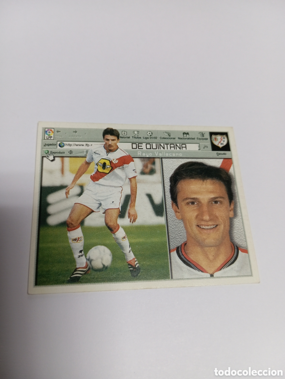 Cromos de F&uacute;tbol: DE QUINTANA Rayo Vallecano LIGA ESTE 2001 2002 PANINI 01 02