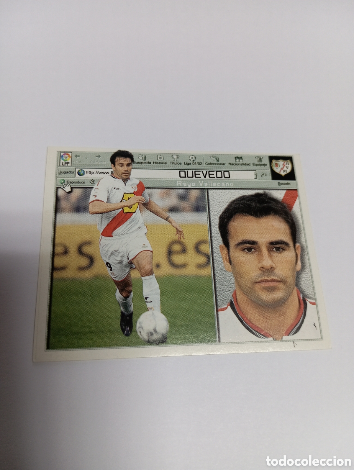 Cromos de F&uacute;tbol: QUEVEDO Rayo Vallecano LIGA ESTE 2001 2002 PANINI 01 02
