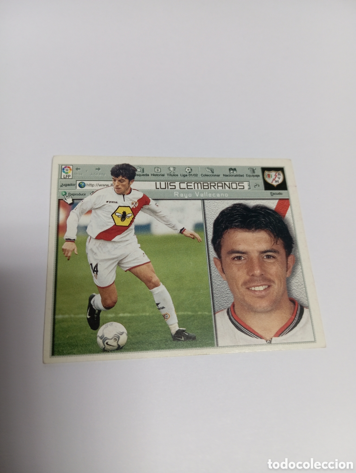 Cromos de F&uacute;tbol: LUIS CEMBRANOS Rayo Vallecano LIGA ESTE 2001 2002 PANINI 01 02