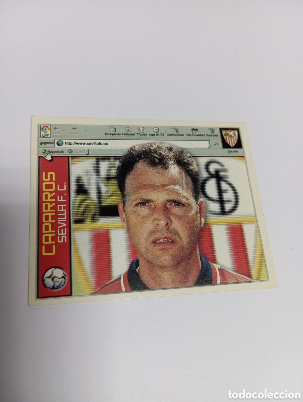 Cromos de F&uacute;tbol: ENTRENADOR CAPARR&Oacute;S Sevilla LIGA ESTE 2001 2002 PANINI 01 02