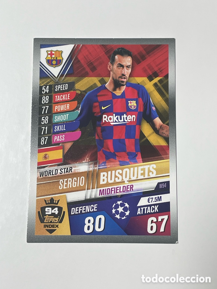 Cromos de F&uacute;tbol: Sergio Busquets F. C. Barcelona Topps Match Attax 2019/20 #W94
