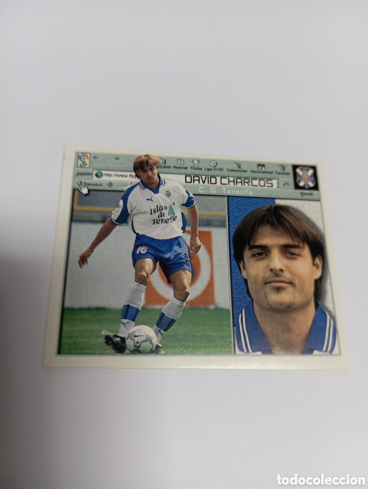 Cromos de F&uacute;tbol: DAVID CHARCOS Tenerife LIGA ESTE 2001 2002 PANINI 01 02