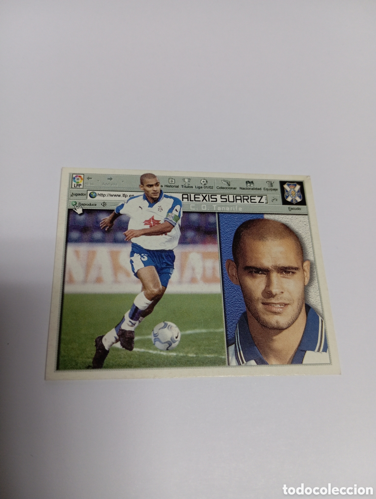 Cromos de F&uacute;tbol: ALEXIS SU&Aacute;REZ Tenerife LIGA ESTE 2001 2002 PANINI 01 02