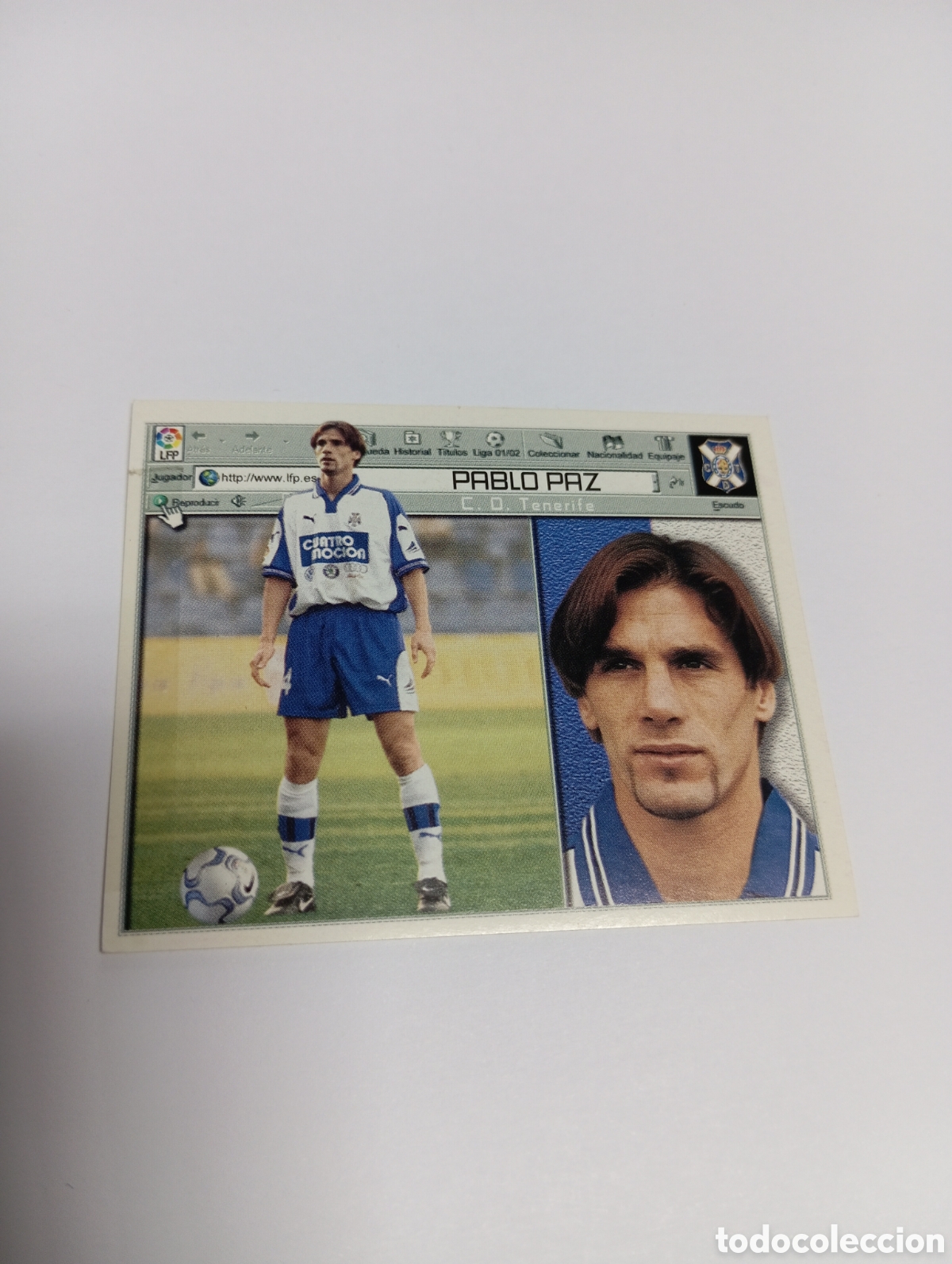 Cromos de F&uacute;tbol: PABLO PAZ Tenerife LIGA ESTE 2001 2002 PANINI 01 02