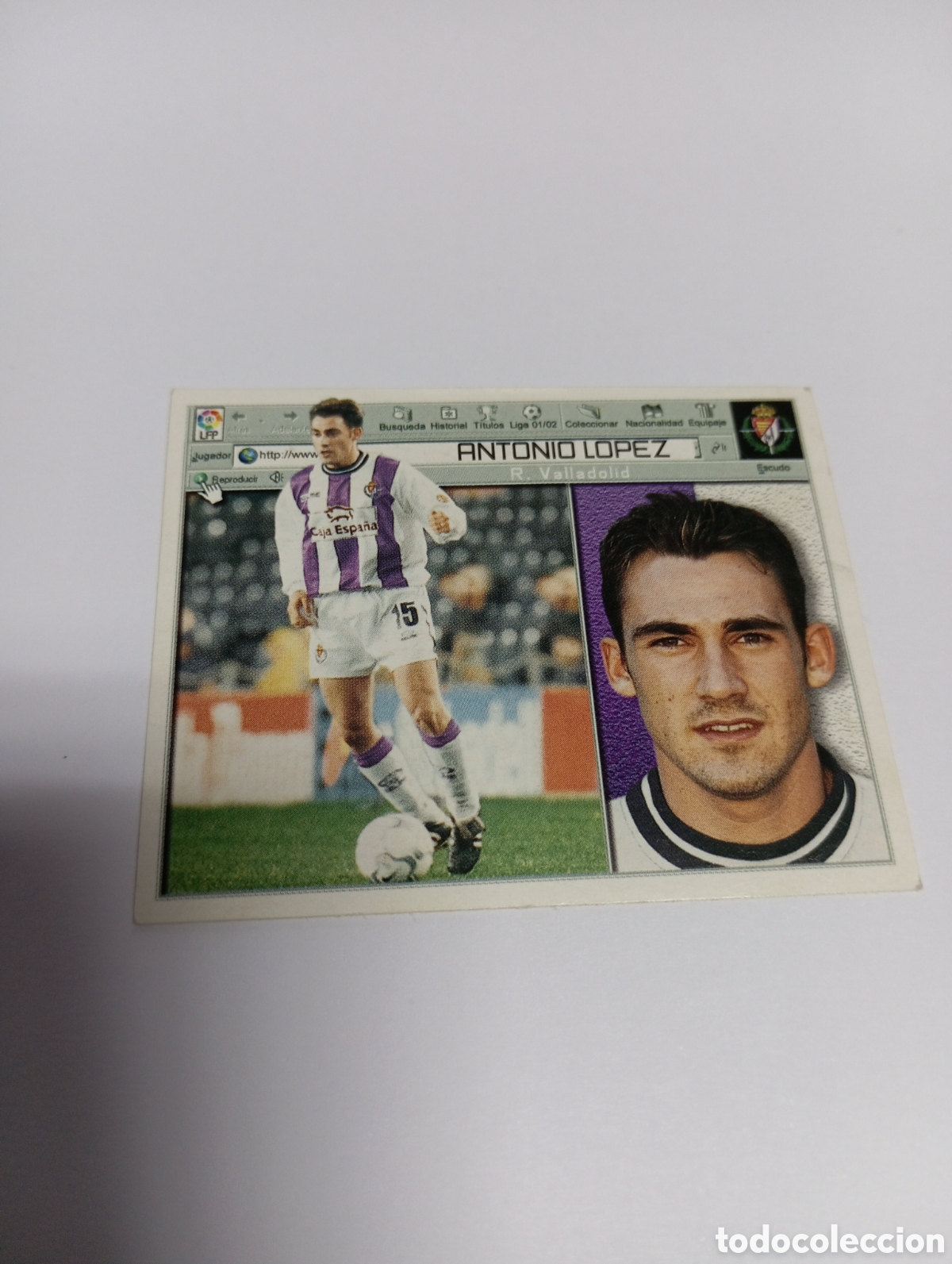Cromos de F&uacute;tbol: ANTONIO L&Oacute;PEZ Valladolid LIGA ESTE 2001 2002 PANINI 01 02