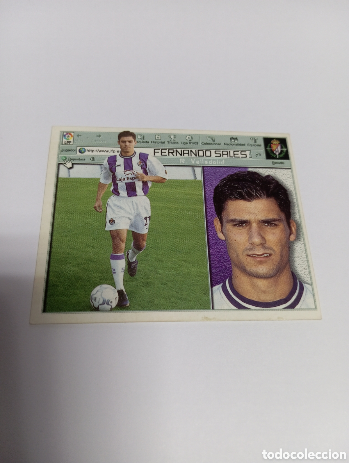 Cromos de F&uacute;tbol: FERNANDO SALES Valladolid LIGA ESTE 2001 2002 PANINI 01 02
