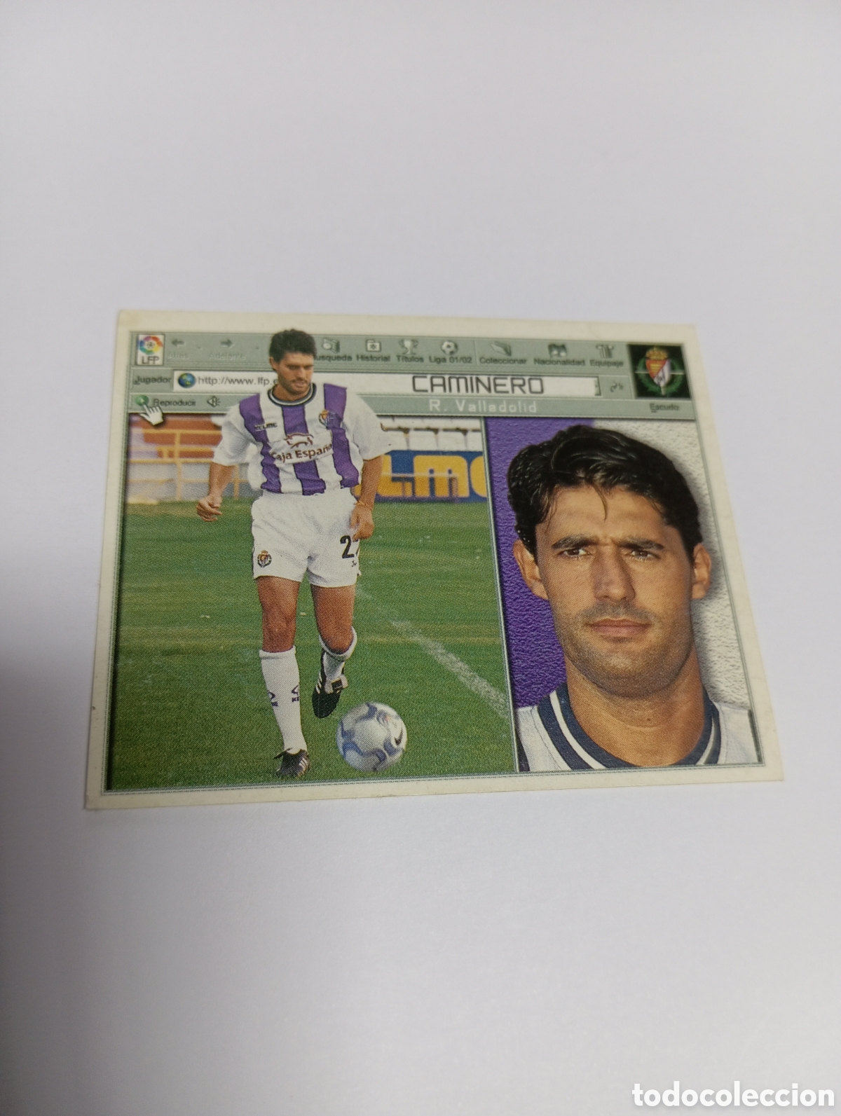 Cromos de F&uacute;tbol: CAMINERO Valladolid LIGA ESTE 2001 2002 PANINI 01 02